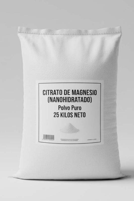 Citrato de Magnesio (Nanohidratado) Puro en Polvo (25 kg)- Alta Biodisponibilidad